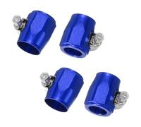 sourcing map 4pcs 6AN Hose Finisher Clamp Aluminium Hex Car Hose Finisher Flexible Pipe Clamps with Screw Band for Fuel Gas Oil Air Water Tube, Blue