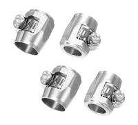 sourcing map 4pcs 6AN Hose Finisher Clamp Aluminium Hex Car Hose Finisher Flexible Pipe Clamps with Screw Band for Fuel Gas Oil Air Water Tube, Silver