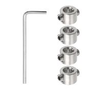 sourcing map 4pcs 6mm Drill Stop Collar Set Depth Stop, Adjustable Stainless Steel Drilling Limit Ring, Anodizing Surface Dowel Shaft Chuck Positioner with Hex Wrench, Silver