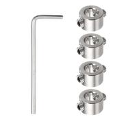 sourcing map 4pcs 8mm Drill Stop Collar Set Depth Stop, Adjustable Stainless Steel Drilling Limit Ring, Anodizing Surface Dowel Shaft Chuck Positioner with Hex Wrench, Silver