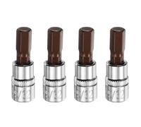 sourcing map 4pcs 9/32" Hex Bit Socket 1/4" Square Drive SAE Extension Impact Bit Power Nut Driver Set S2 & CR-V Steel Socket Ratchet Wrench Bits