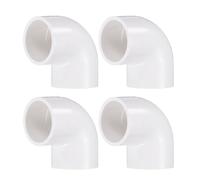 sourcing map 4pcs 90 Degree Elbow Pipe Fittings 3/4" 2 Way PVC Furniture Grade Corner Connectors Angle Elbow Side Outlet for Sewer Plumbing Drain Pipe Water Supplies Build Garden, White