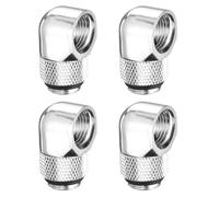 sourcing map 4pcs 90 Degree Elbow Water Cooling Adapter G1/4" Thread Male to Female Compression Connector Fitting Copper Extender Fitting for Computer PC Water Cooling System, Silver