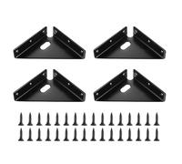 sourcing map 4Pcs 90 Degree Gusset Fittings, 3.39" x 3.39" x 1" Trapezoidal Corner Code, Gusset Joints for Wood Shelves Furniture (86x86x25mm, Black)