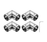 sourcing map 4Pcs 90 Degree Structural Pipe Connectors 2 Way End Rails Clamp with Wrench Stainless Steel Corner Pipe Fittings for DIY Shelf Garden Support 1" Fit Pipe Dia, Silvery
