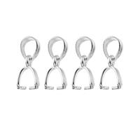 sourcing map 4Pcs 925 Sterling Silver Pinch Bail, 11mm Pendant Clasp Pendant Bail Connector Pinch Clip Bail Clasp for Jewelry Making Supplies Bracelet Necklace DIY Craft, Silver