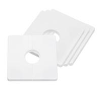 sourcing map 4Pcs ABS Plastics Square Shaped Escutcheon Plate, Wall Split Flange, 28mm Diameter Wall-Mounted Pipe Mouth Decorative Cover, White