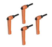 sourcing map 4pcs Adjustable Clamping Lever Handles M5 x 25mm Male Thread Bolt Knobs Rotating Screw Locking Quick Release Ratchet Push Button Handle, Orange