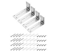 sourcing map 4Pcs Adjustable L-Shape Corner Brace, 60 x 120 x 40mm l Corner Brace Slotted Joint Right Angle Bracket with Screws for Fixing Furniture Wood Shelves Cabinet Shelf, Silver