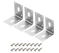 sourcing map 4Pcs Adjustable L-Shape Corner Brace, 70 x 70 x 49mm l Corner Brace Slotted Joint Right Angle Bracket with Screws for Fixing Furniture Wood Shelves Cabinet Shelf, Silver
