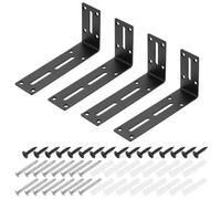 sourcing map 4Pcs Adjustable L-Shape Corner Brace, 90 x 180 x 45mm l Corner Brace Slotted Joint Right Angle Bracket with Screws for Fixing Furniture Wood Shelves Cabinet Shelf, Black