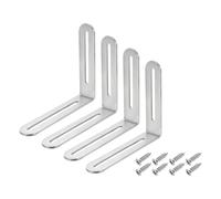 sourcing map 4Pcs Adjustable L-Shape Corner Brace with Slot, 4.72 x 3.94 Inch Stainless Steel Slotted Right Angle Corner Bracket with Screws for Wooden Furniture Cabinet, Silver