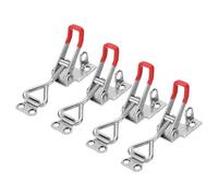 sourcing map 4pcs Adjustable Toggle Clamp M5 x 24mm 220lbs Holding Capacity 4001 Style Quick Release Pull Latches Clamps Hasp with Lock Hole for Smoker Lid Jig Tool Box Case, Silver Red