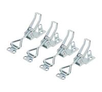 sourcing map 4pcs Adjustable Toggle Clamp M5 x 28mm 220lbs Holding Capacity 4001 Style Quick Release Pull Latches Clamps Hasp with Lock Hole for Smoker Lid Jig Tool Box Case, Silver