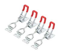 sourcing map 4pcs Adjustable Toggle Clamp M6 x 32mm 396lbs Holding Capacity 4002 Style Quick Release Pull Latches Clamps Hasp for Smoker Lid Jig Tool Box Case, Silver Red