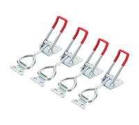 sourcing map 4pcs Adjustable Toggle Clamp M8 x 41mm 770lbs Holding Capacity 4003 Style Quick Release Pull Latches Clamps Hasp for Smoker Lid Jig Tool Box Case, Silver Red