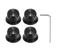 sourcing map 4Pcs Aluminium Potentiometer Knobs 1/4" Volume Tone Control Top Hat Knobs with L-Type Hexagonal Wrench for Guitar Instruments Audio Mixer Amplifier Black