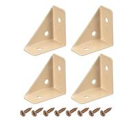 sourcing map 4Pcs Angle Corner Brackets 38mm x 38mm, Cold Rolled Steel Braces Joining Support with Screws for Desk Bed Edge (Khaki)