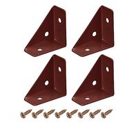 sourcing map 4Pcs Angle Corner Brackets 38mm x 38mm, Cold Rolled Steel Braces Joining Support with Screws for Desk Bed Edge (Brown)
