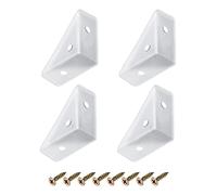 sourcing map 4Pcs Angle Corner Brackets 38mm x 38mm, Cold Rolled Steel Braces Joining Support with Screws for Desk Bed Edge (White)