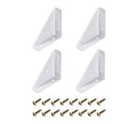 sourcing map 4Pcs Angle Corner Brackets 66mm x 66mm, Cold Rolled Steel Braces Joining Support with Screws for Desk Bed Edge (White)