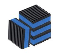 sourcing map 4pcs Anti Vibration Pads for Washing Machine, 2'' x 2'' x 7/8'' Vibration Damping Pads Sound Isolation Ribbed Rubber Mats with EVA Center Vibration Isolation Pads, Black/Blue