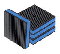 sourcing map 4pcs Anti Vibration Pads for Washing Machine, 4.02'' x 4.02'' x 7/8'' Vibration Damping Pads Sound Isolation Ribbed Rubber Mats with EVA Center with Pre-Drill Hole, Black/Blue