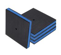 sourcing map 4pcs Anti Vibration Pads for Washing Machine, 5.91'' x 5.91'' x 7/8'' Vibration Damping Pads Sound Isolation Ribbed Rubber Mats with EVA Center with Pre-Drill Hole, Black/Blue