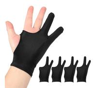 sourcing map 4pcs Artist Drawing Glove, 3-Layer Breathable Graphics Painting Glove with Two Fingers for Right Left Graphic Digital Tablet Paper Sketching (Size L), Black