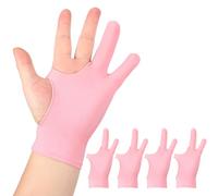 sourcing map 4pcs Artist Drawing Glove, Breathable Graphics Painting Glove with Two Fingers for Right Left Graphic Digital Tablet Paper Sketching (Size L), Pink