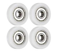 sourcing map 4Pcs Ball Bearing Guide 6 x 26 x 8mm Double Shielded POM Roller Bearings, Flat Pulley Wheel for Furniture, Hardware Accessories, White