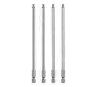 sourcing map 4pcs Ball End Hex Screwdriver Bit 4mm (H4.0) Tip 1/4" Hex Shank 150mm (6") Long Magnetic Ball Head Bits Industrial Grade S2 Steel Metric Screw Driver Bit