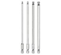 sourcing map 4pcs Ball End Hex Screwdriver Bit Set 3mm-6mm ((H3-H6)) Size 1/4" Hex Shank 150mm (6") Long Magnetic Ball Head Bits S2 Steel Metric Screw Driver Bit