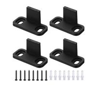 sourcing map 4pcs Barn Door Floor Guide, POM Universal Sliding Barn Door Hardware, Flat Bottom Track Guide Swing Stopper Fit for Bypass Closet Pocket Doors Non-Slotted Floor Guide, Black