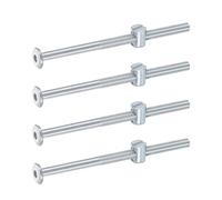 sourcing map 4Pcs Bed Frame Bolts, M6 x 100mm Hex Socket Head Screws Bolts Barrel Nuts Bunk Bed Bolt Furniture Screws with Slotted Head Barrel Nut for Chairs Cots, Silver