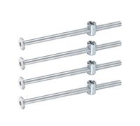 sourcing map 4Pcs Bed Frame Bolts, M6 x 110mm Hex Socket Head Screws Bolts Barrel Nuts Bunk Bed Bolt Furniture Screws with Rice-shaped Head Barrel Nut for Chairs Cots, Silver
