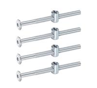 sourcing map 4Pcs Bed Frame Bolts, M6 x 80mm Hex Socket Head Screws Bolts Barrel Nuts Bunk Bed Bolt Furniture Screws with Rice-shaped Head Barrel Nut for Chairs Cots, Silver