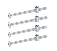 sourcing map 4Pcs Bed Frame Bolts, M6 x 90mm Hex Socket Head Screws Bolts Barrel Nuts Bunk Bed Bolt Furniture Screws with Rice-shaped Head Barrel Nut for Chairs Cots, Silver