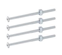 sourcing map 4Pcs Bed Frame Bolts,M6x120mm Hex Socket Head Screws Silver | Bolts Barrel Nuts,Bunk Bed Bolt,Furniture Screws,with Slotted Head Barrel Nut,for Chairs Cots