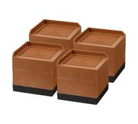 sourcing map 4Pcs Bed Risers, Square Heavy Duty Stackable Lift Block to 1.9" & 3.2" Plastic Furniture Risers for Desk, Chair, Table, Sofa Legs, Washing Machine, Refrigerator(3.3"x3.3", Brown)