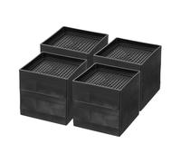 sourcing map 4Pcs Bed Risers, Square Heavy Duty Stackable Lift Block to 1.9 Inch & 3.2 Inch, Plastic Furniture Risers for Desk, Chair, Table, Sofa Legs, Refrigerator, Black