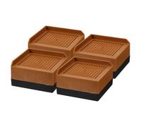 sourcing map 4Pcs Bed Risers, Square Heavy Duty Stackable Lift Block to 1.9" Plastic Furniture Risers for Desk, Chair, Table, Sofa Legs, Washing Machine, Refrigerator(3.3"x3.3", Brown)