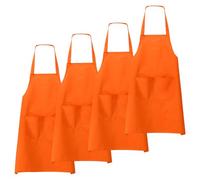sourcing map 4pcs Bib Apron 70x60cm Unisex Restaurant Kitchen Cooking Aprons Non-Adjustable Machine Washable Chef Aprons with 2 Pockets for Cooking BBQ Painting Drawing Craft, Orange