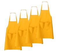sourcing map 4pcs Bib Apron 70x60cm Unisex Restaurant Kitchen Cooking Aprons Non-Adjustable Machine Washable Chef Aprons with 2 Pockets for Cooking BBQ Painting Drawing Craft, Yellow