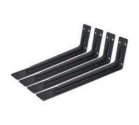 sourcing map 4pcs Black Shelf Brackets, 18 in Iron L Shelf Bracket, Wall Mounted Shelf Support Wall Hanging for Table Bookshelf Wood Board Furniture Window, Black
