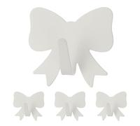 sourcing map 4Pcs Bow Knot Decorative Wall Hooks, Metal Self Adhesive Towel Hook Heavy Duty Sticky Wall Hangers for Bathroom, Kitchen, Home and Office Hanging Keys, Coats, White