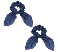 sourcing map 4Pcs Bow Scrunchies, Bow Hair Ties Polyester Satin Ribbon Elastic Hair Ties with Knotted Ponytail Scarf Holders Bowknot Accessories for Women Girls Daily Wear Party, Dark Blue