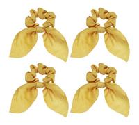 sourcing map 4Pcs Bow Scrunchies, Bow Hair Ties Polyester Satin Ribbon Elastic Hair Ties with Knotted Ponytail Scarf Holders Bowknot Accessories for Women Girls Daily Wear Party, Yellow