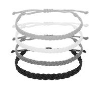sourcing map 4Pcs Braided Rope Bracelet, Adjustable Woven String Bracelets Summer Beach Ankle Handmade String Cord Stylish Accessory for Women Men Birthday Friendship, Monochrome Palette