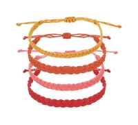 sourcing map 4Pcs Braided Rope Bracelet, Adjustable Woven String Bracelets Summer Beach Ankle Handmade String Cord Stylish Accessory for Women Men Birthday Friendship, Earth Tones & Red